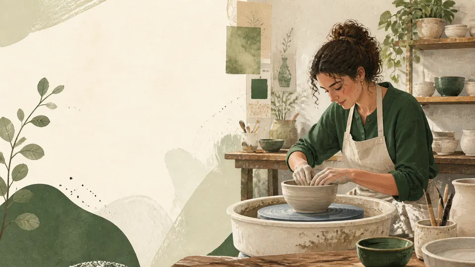 A ceramicist shaping a bowl in a studio